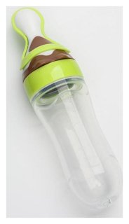 Бутылочка для кормления, силиконовая, с ложкой, от 5 мес., 90 мл, цвет зеленый Крошка Я