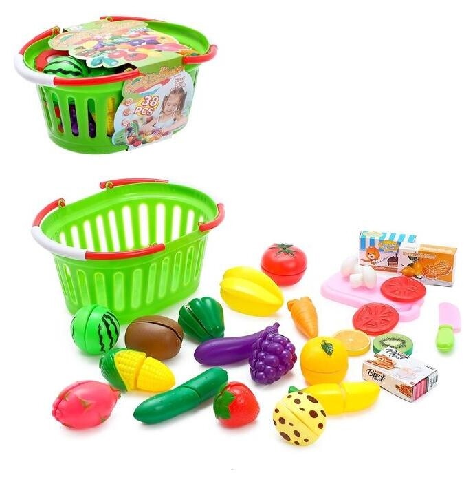Набор продуктов для резки «Огород» на липучках, в корзинке  