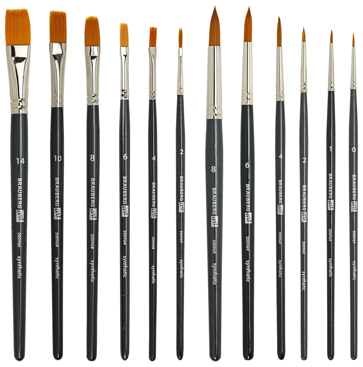 Кисти художественные набор 12 шт., в черной скрутке, синтетика, Brauberg ART Classic, 200969  Brauberg