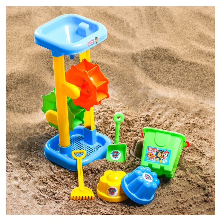 Набор для игры в песке: ведро, мельница, совок, грабли, 2 формочки, 530 мл