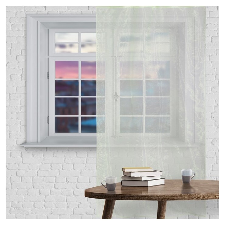 Штора тюль 145х260 см, органза, цвет зелёный, на шторной ленте, 100% полиэстер  Belezza