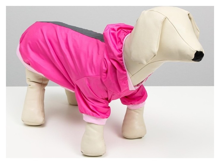Куртка-ветровка со светоотражающими полосками, L (ДС 28-30 см, ОГ 36-40 см), розовая