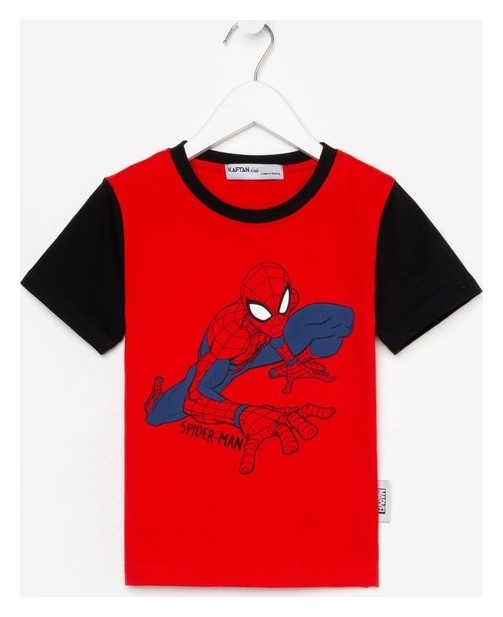 Футболка детская Marvel «Человек паук», рост 122-128 (34), цвет красный/чёрный