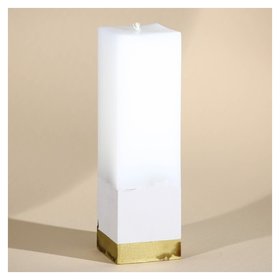 Свеча интерьерная белая с бетоном, низ золото, 5 х 5 х17,5 см 