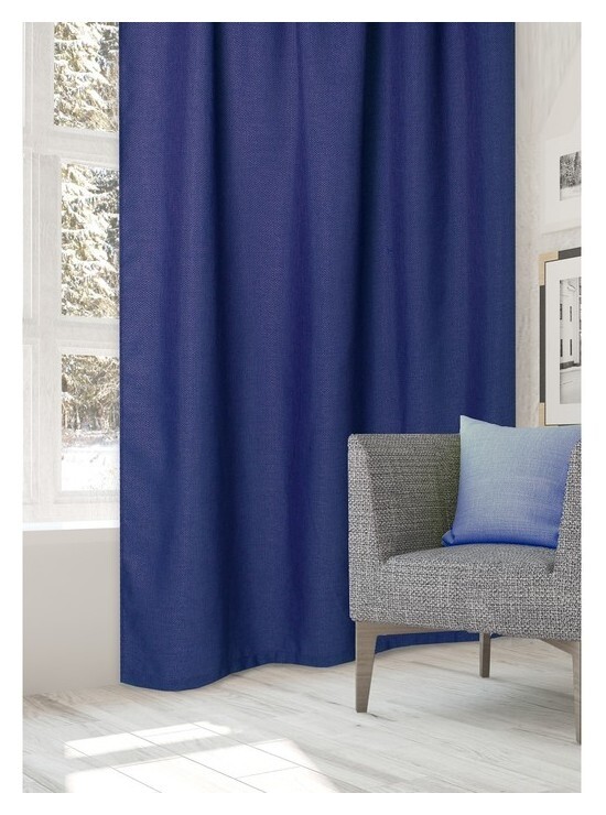 Штора портьерная "Этель" б/держателя 200*270 рейнбоу синий  Этель