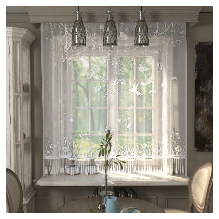 Штора кухонная без шторной ленты м442 170*150 см, белый,пэ  Лента