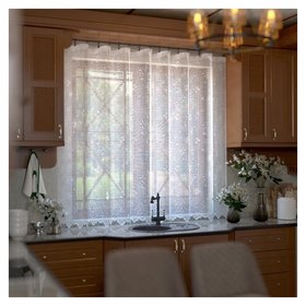 Тюль кухонная со шторной лентой, 145х285 см, цвет белый, пэ Лента