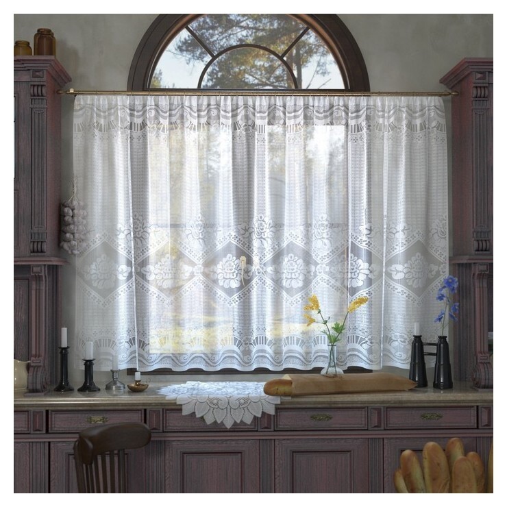 Тюль кухонная со шторной лентой е649н 170*270 см, белый,пэ  Лента