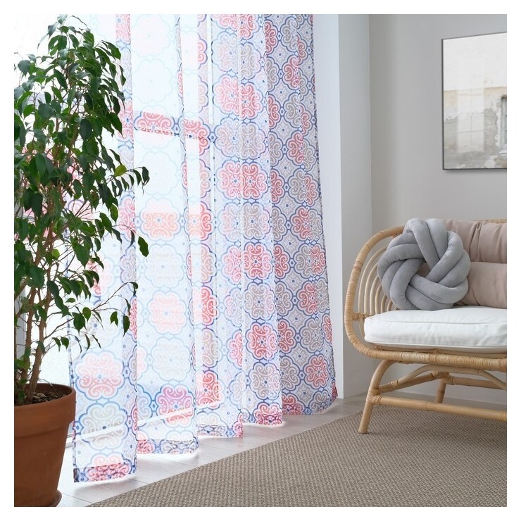 Тюль "Этель" дамаск цвет синий 135х250 см, вуаль, 100% п/э  Этель