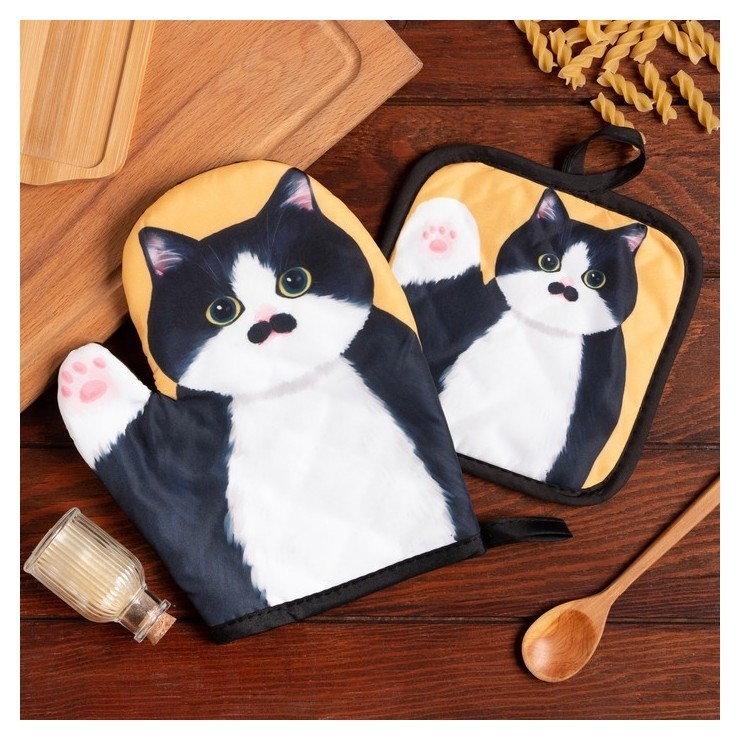 

Кух. набор 2 пр. доляна котики "Бориска", прих. 17*17 см, вареж. 24*18 см,100% п/э