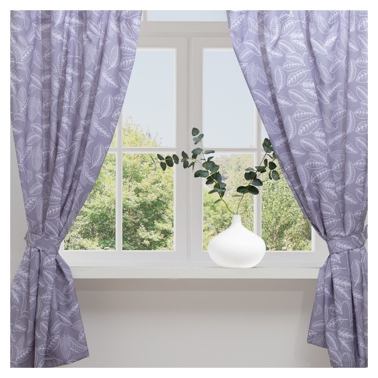 Комплект штор для кухни с подхватами этель Ease 145х180см-2 шт., 100% п/э  Этель