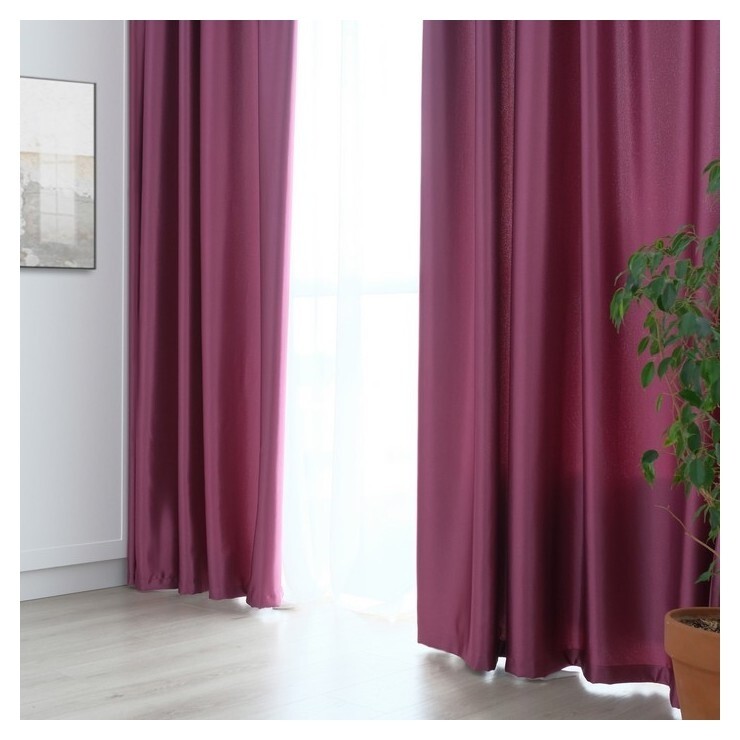 Штора портьерная "Этель" ширина 200 см, высота 250 см, цвет фиолетовый, глянцевая  Этель