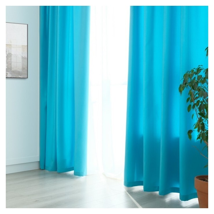 Штора портьерная "Этель" ширина 200 см, высота 250 см, цвет бирюзовый, матовая  Этель