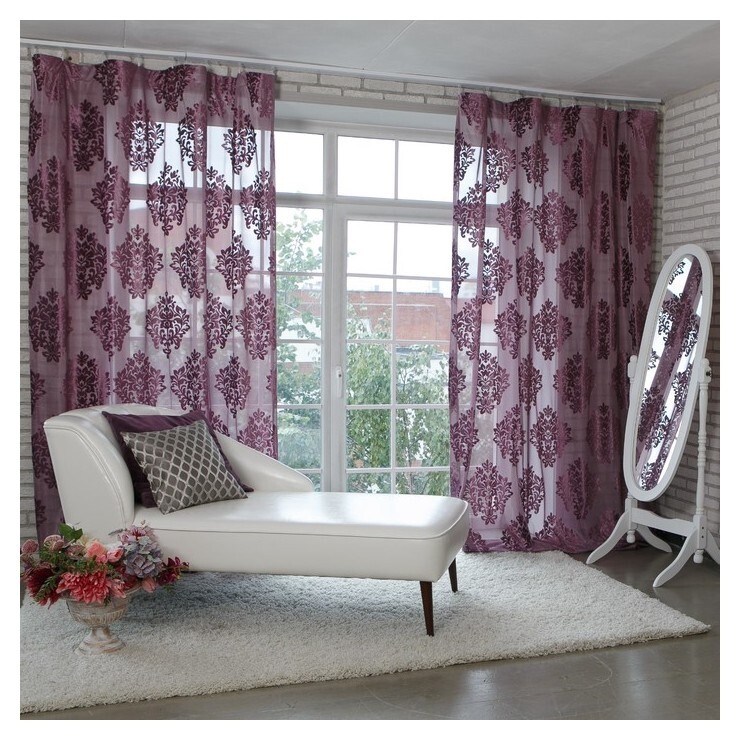 Штора тюлевая сетка с бархатом "Этель" 170х265 см ренессанс лилиан, 100% п/э  Этель