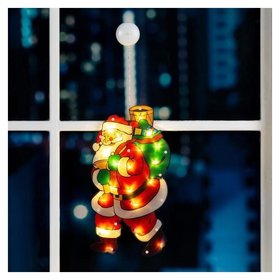 Светодиодная фигура на присоске «Дед мороз» 22 × 44 см, пластик, батарейки ааах3 (Не в комплекте), свечение тёплое белое LuazON Home