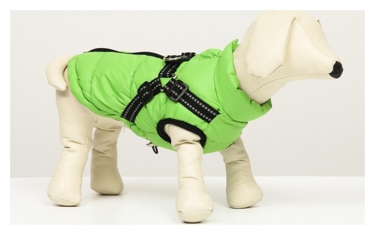 Куртка для собак со шлейкой, размер 14 (ДС 32 см, ОГ 42 см, ОШ 31 см), салатовая