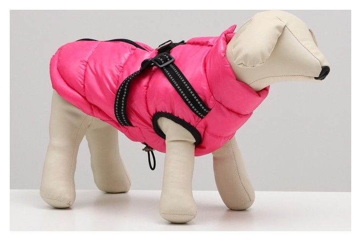 Куртка для собак со шлейкой, размер 16 (ДС 36 см, ОГ 46 см, ОШ 35 см), розовая