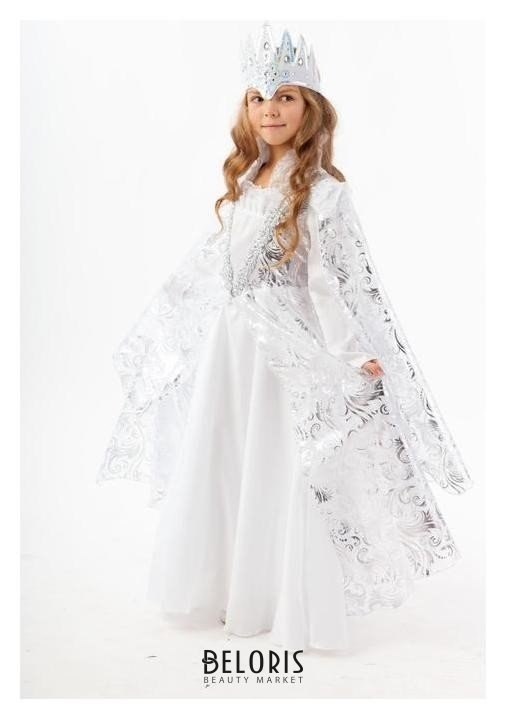 Карнавальный костюм «Снежная королева», платье, корона, размер 140-72 Пуговка