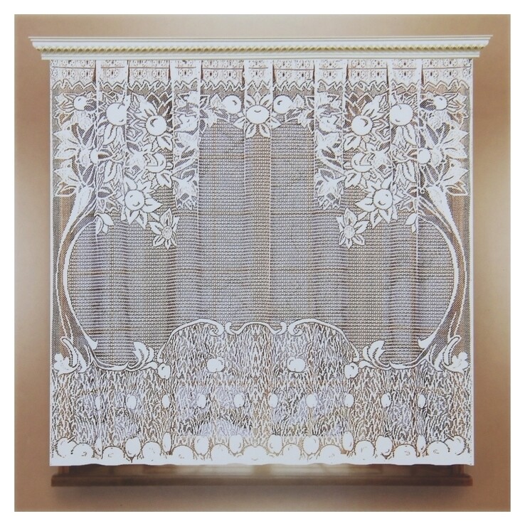 Тюль кухонная без шторной ленты, 140х170 см, цвет белый, 100% п/э  Лента