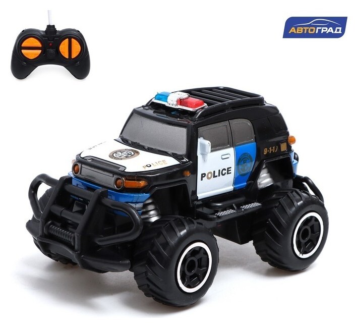Джип радиоуправляемый «Полиция», работает от батареек, цвет чёрный  Автоград