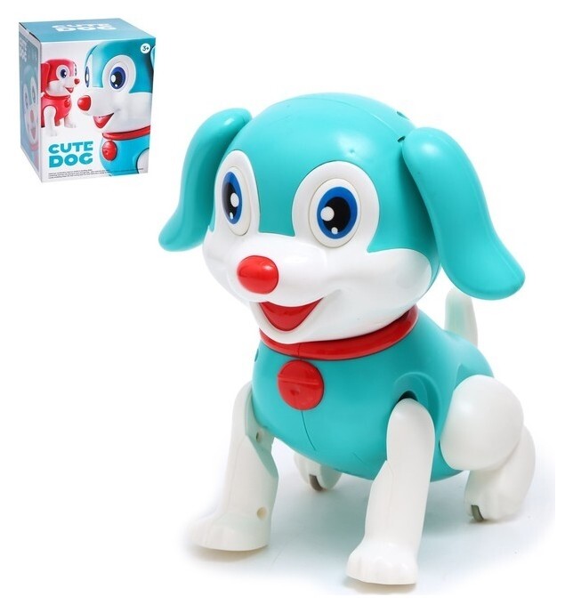 Собака «Тобби», ходит, свет, звук, работает от батареек, цвет голубой  
