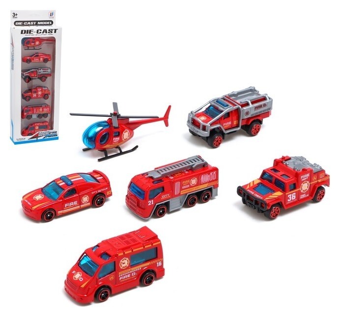 Набор металлических машин «Пожарная служба», 6 шт.  