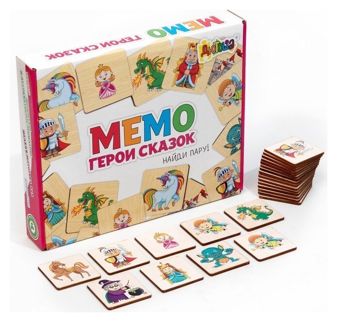 Мемори «Герои сказок» 24 деревянных элемента  АндАнте