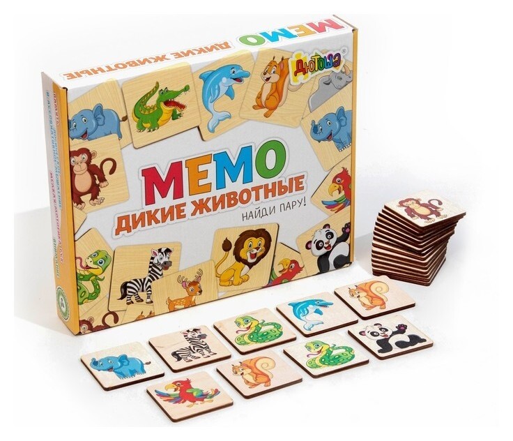 Мемори «Дикие животные» 24 деревянных элемента  АндАнте