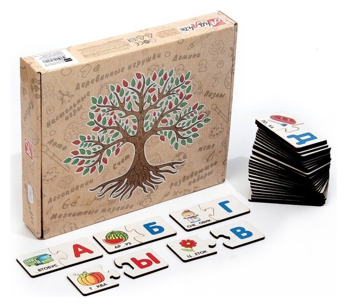 Пазл. ассоциации. «Ищем пропущенную букву» 66 больших элементов, развивающая игра АндАнте