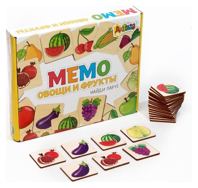 Мемори «Овощи и фрукты» 24 деревянных элемента  АндАнте