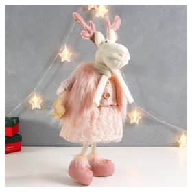 Кукла интерьерная "Олениха в розовом наряде со звёздочкой" 26х19х52 см 