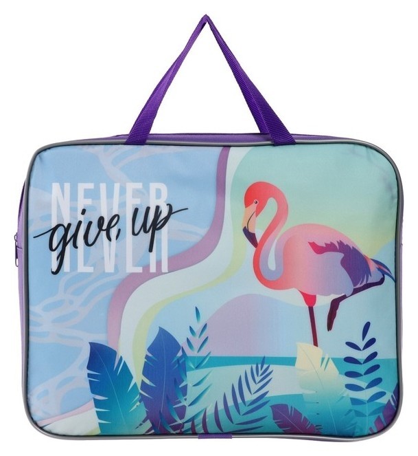 

Папка с ручками текстильная А4, "Never Give Up", 335 х 260 х 55 мм, твёрдое дно