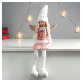 Кукла интерьерная "Ангелочек с косичками, в розовой юбке" длинные ножки 52х20х10 см 