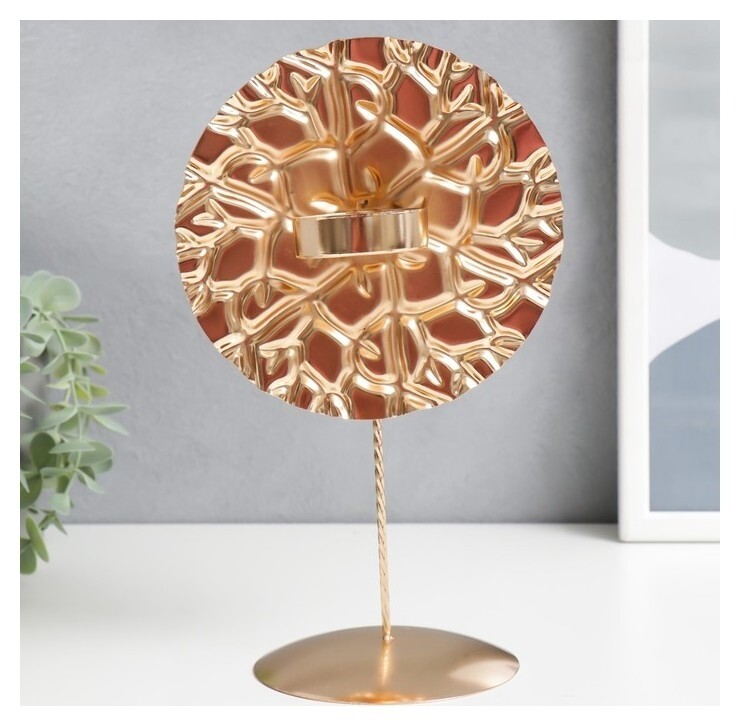 Подсвечник металл на 1 свечу "Паутина времени" золото 26х14,5х11 см  