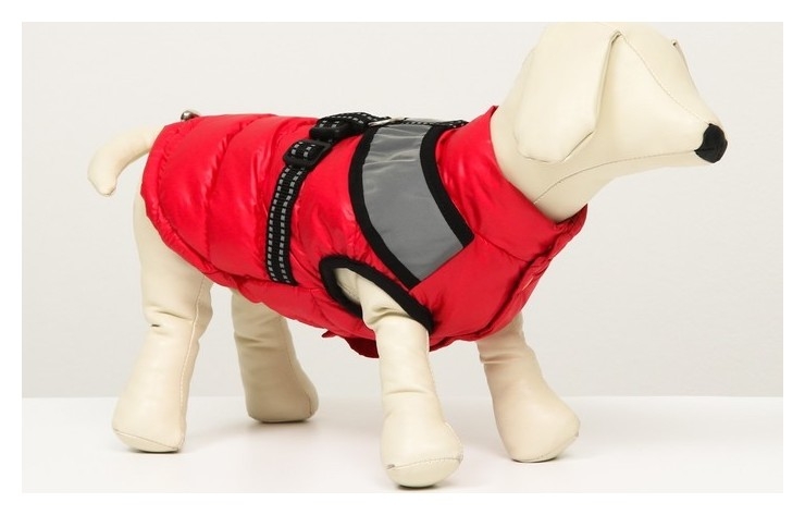 Куртка для собак со светоотражающей шлейкой, размер 18 (ДС 40, ОГ 50, ОШ 38),красная
