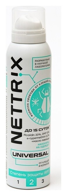 Аэрозоль "Nettrix" Universal, от клещей и комаров, 150 мл  Nettrix