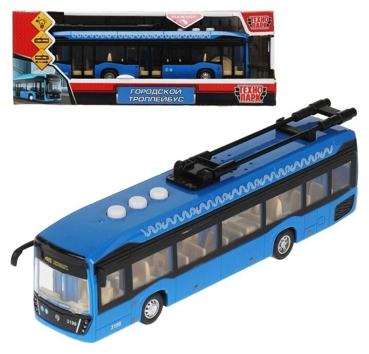 Модель «Троллейбус. метрополитен», 19 см, свет и звук, 3 кноп, цвет синий  Технопарк