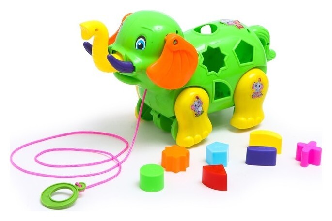 Каталка-сортер на верёвке «Слоник»  