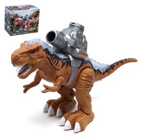 Динозавр «Рекс», стреляет шарами, работает от батареек, свет и звук, цвет коричневый 