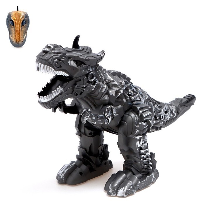 Динозавр-робот радиоуправляемый «Рекс», эффект дыма, свет и звук, цвет серый  