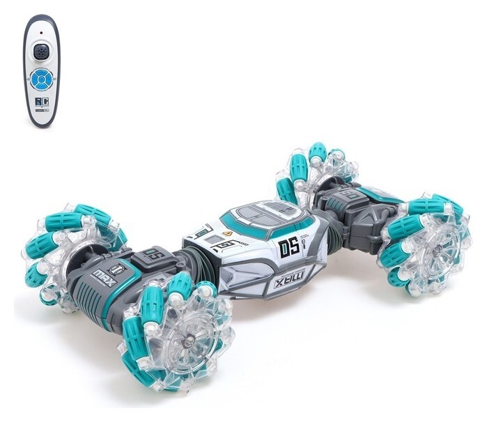 Машинка - перевертыш Hyper, управление жестами гиропульт, работает от аккумулятора, цвет зелёный  