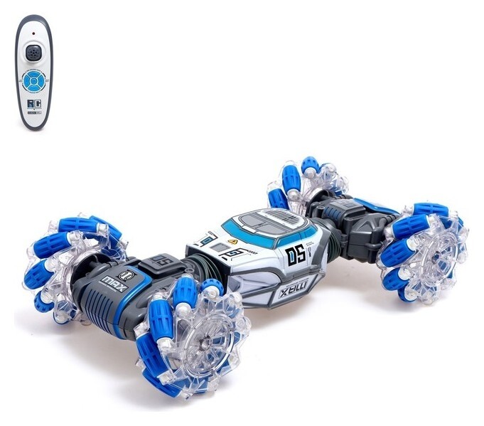 Машинка - перевертыш Hyper, управление жестами гиропульт, работает от аккумулятора, цвет синий  