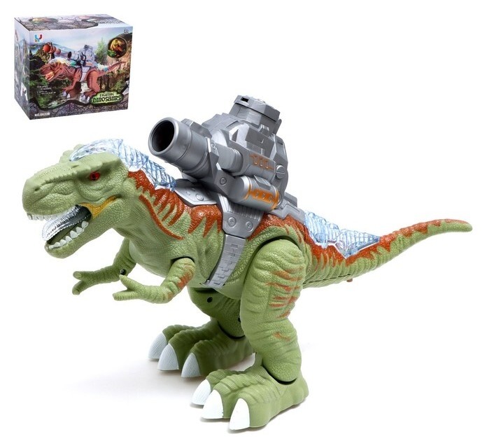 Динозавр «Рекс», стреляет шарами, работает от батареек, свет и звук, цвет зелёный  