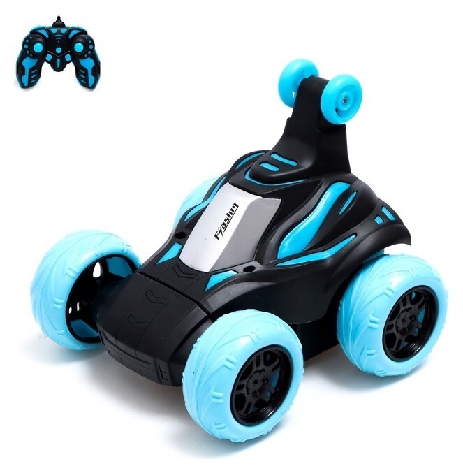 Машина-перевёртыш радиоуправляемая «Трюкач», свет, работает от аккумулятора, цвет синий  