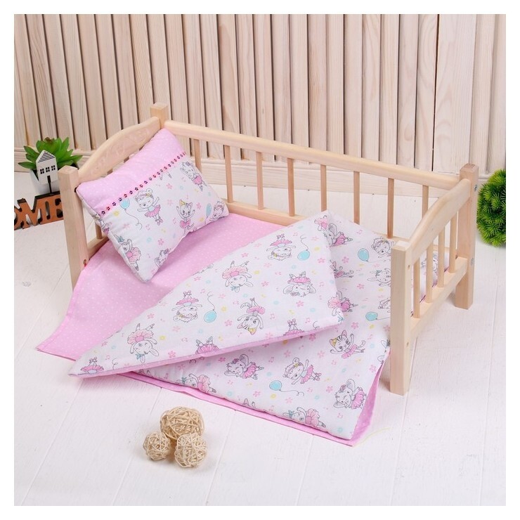 Кукольное постельное «Зверята в танце», простынь, одеяло, подушка  Страна Карнавалия