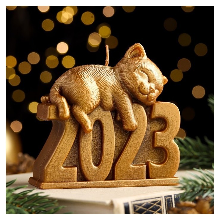 

Свеча фигурная "Котенок 2023", 9х4х9 см, золото