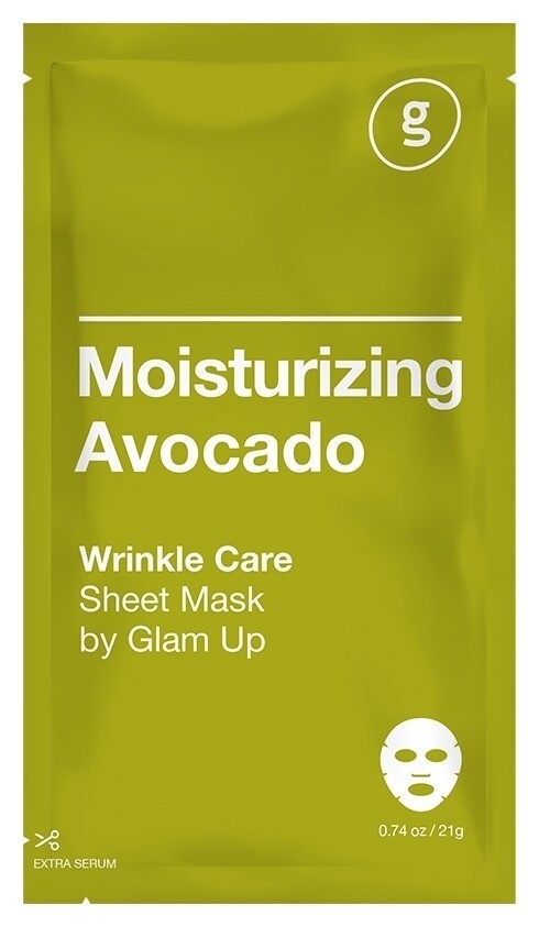 Маска для лица тканевая с экстрактом авокадо Увлажняющая  Glam Up