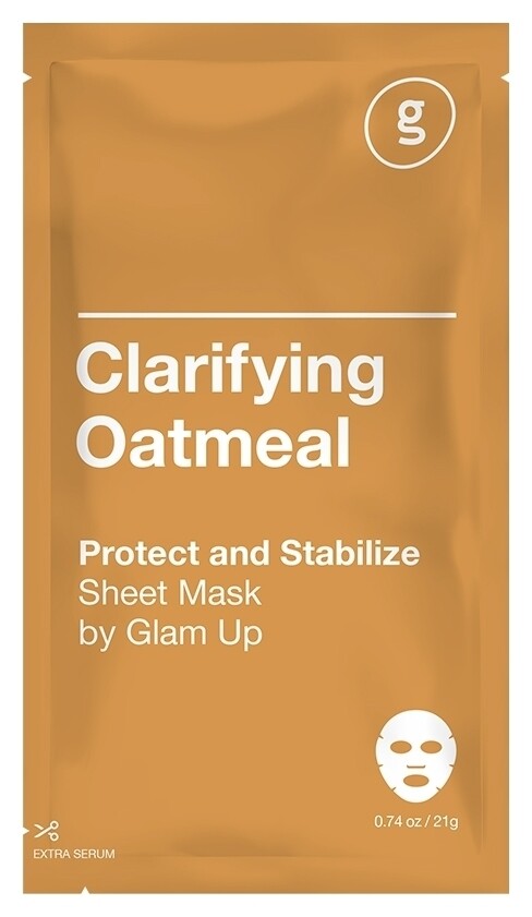 Маска для лица тканевая с экстрактом овса Очищающая  Glam Up