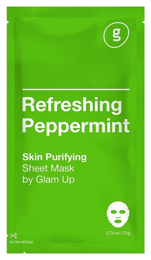 Маска для лица тканевая с экстрактом перечной мяты Освежающая Glam Up