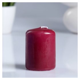 Свеча - цилиндр ароматическая "Вишня", 4х5 см, 7 ч, 50 г, бордовая Омский свечной завод